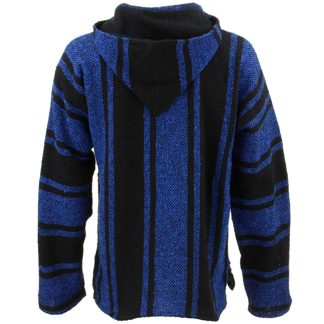 Mexican Baja Jerga Hoody - Blue & Black