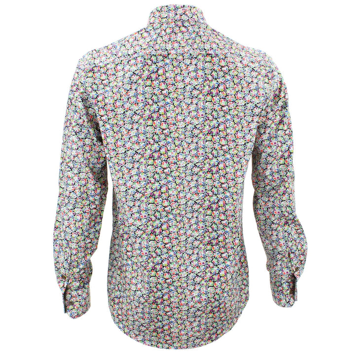 Tailored Fit Long Sleeve Shirt - Small Colourful Floral on Black