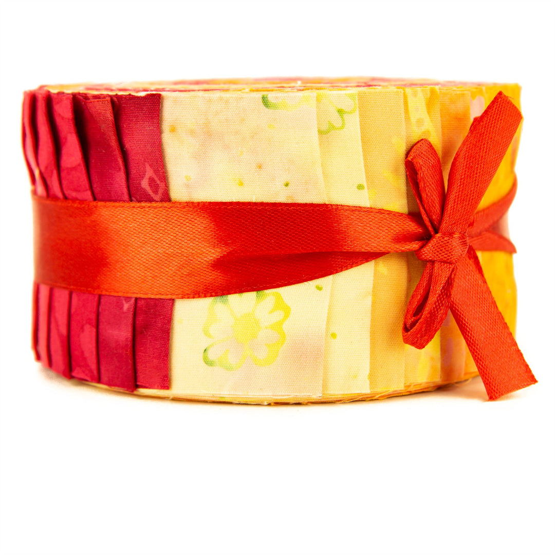 Cotton Batik Pre Cut Fabric Bundles - Jelly Roll - Fire Red