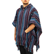 Brushed Cotton Hooded Poncho - Purple Sky