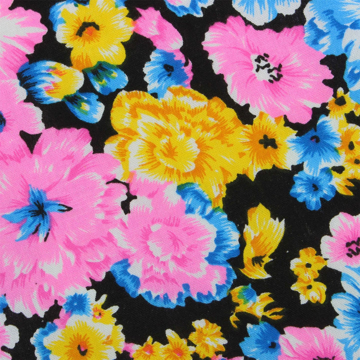 Tailored Fit Long Sleeve Shirt - Multi-coloured Floral on Black