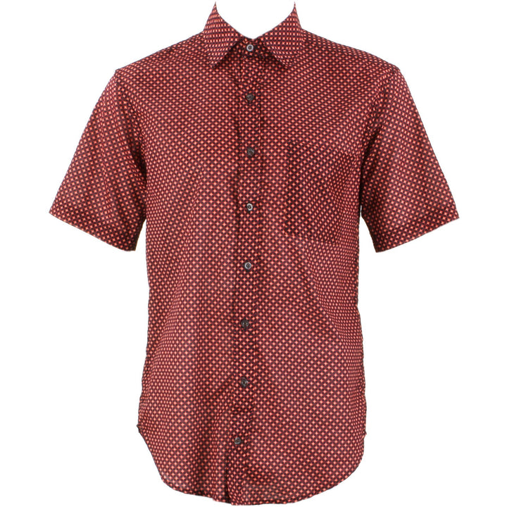 Regular Fit Short Sleeve Shirt - Red & Orange Abstract