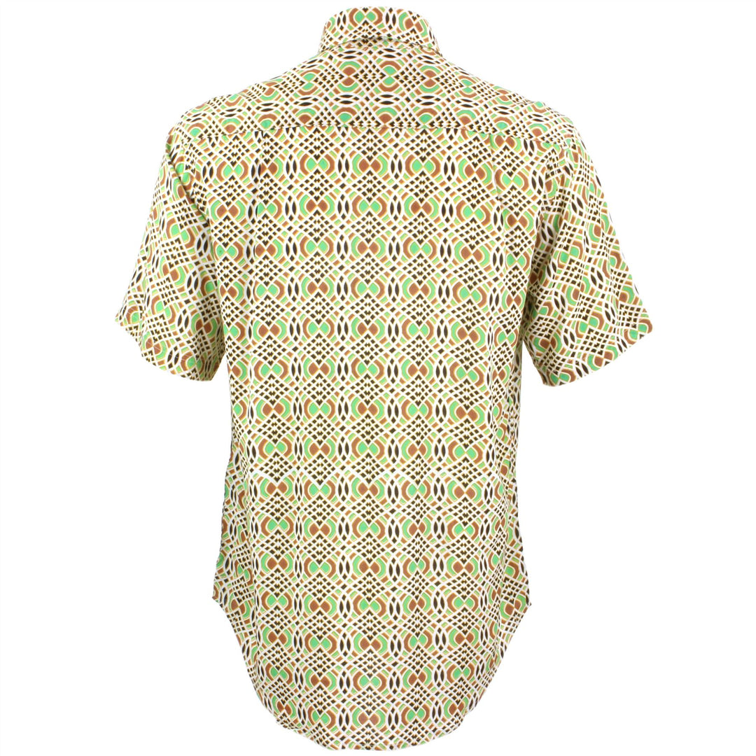 Regular Fit Short Sleeve Shirt - Green & Red Abstract