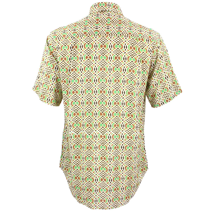 Regular Fit Short Sleeve Shirt - Green & Red Abstract