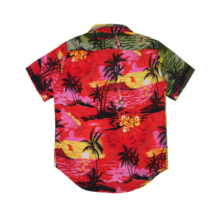 Regular Fit Short Sleeve Shirt - Random Mixed Panel Tropical Sundown