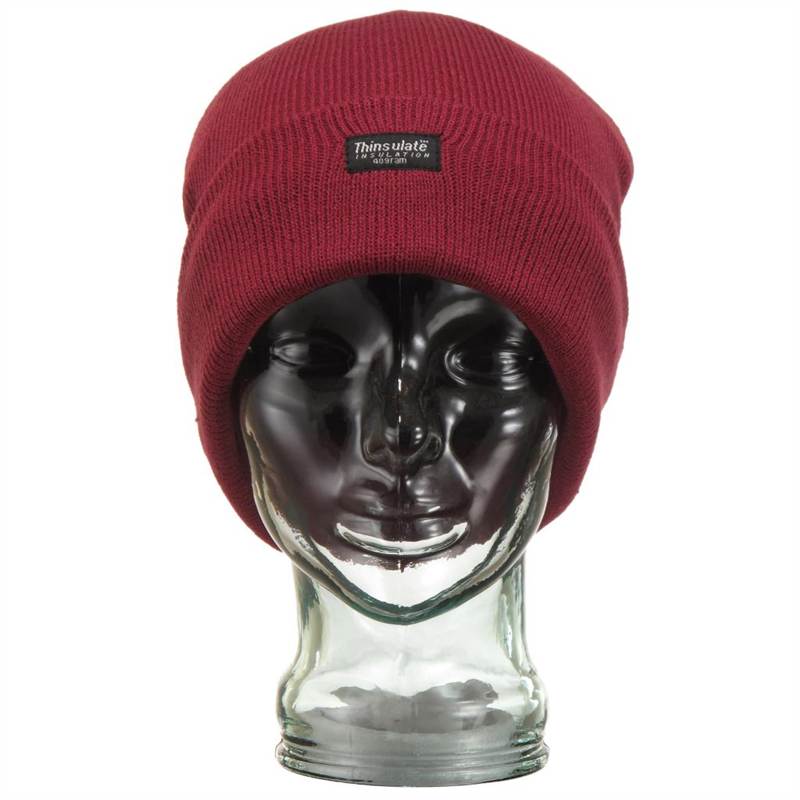 Fine Knit Beanie Hat - Dark Pink