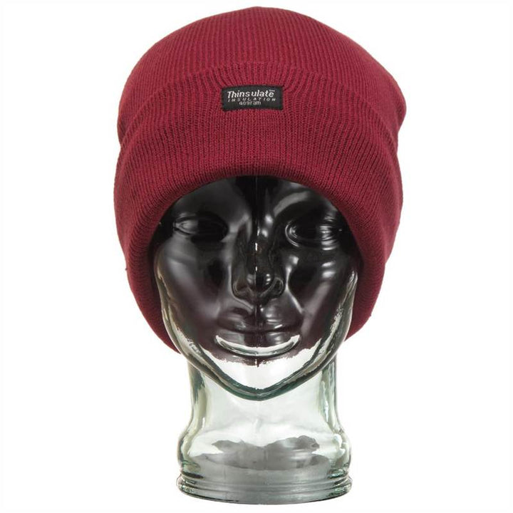 Fine Knit Beanie Hat - Dark Pink
