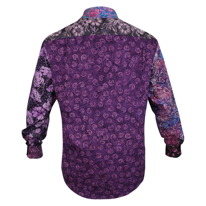 Regular Fit Long Sleeve Shirt - Random Mixed Panel Batik Purple