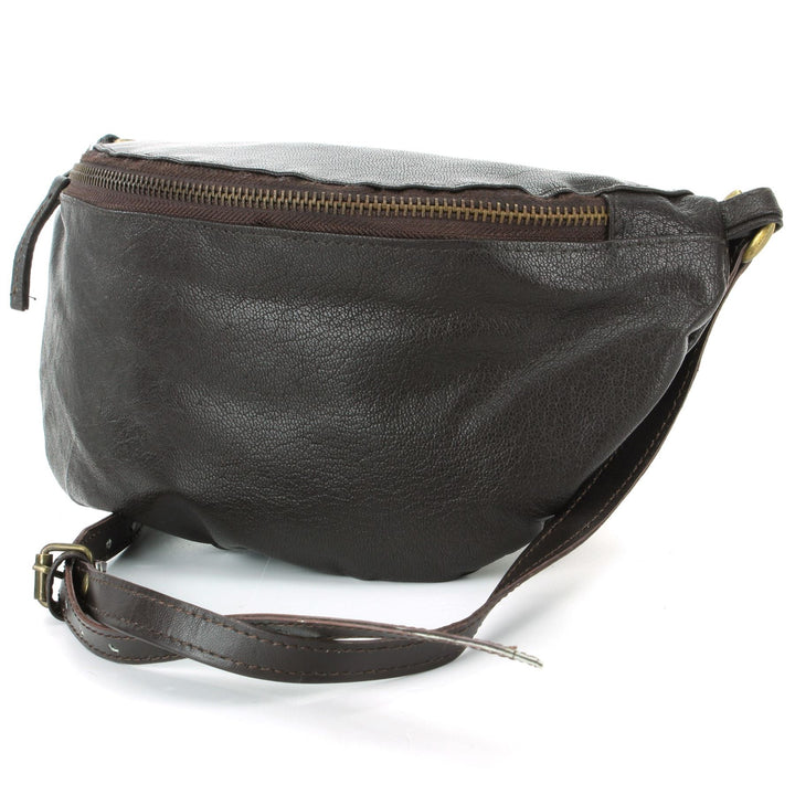 Real Leather Bum Bag Money Belt - Brown