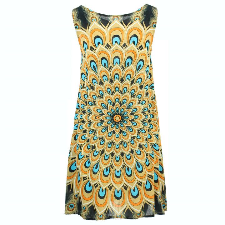 Shift Shaper Dress - Peacock Mandala Desert Haze
