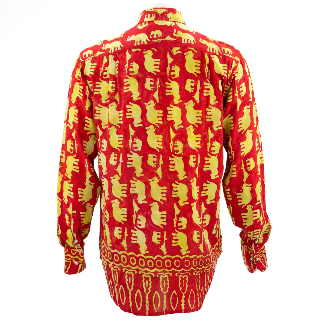 Regular Fit Long Sleeve Shirt - Herd of Elephants - Red