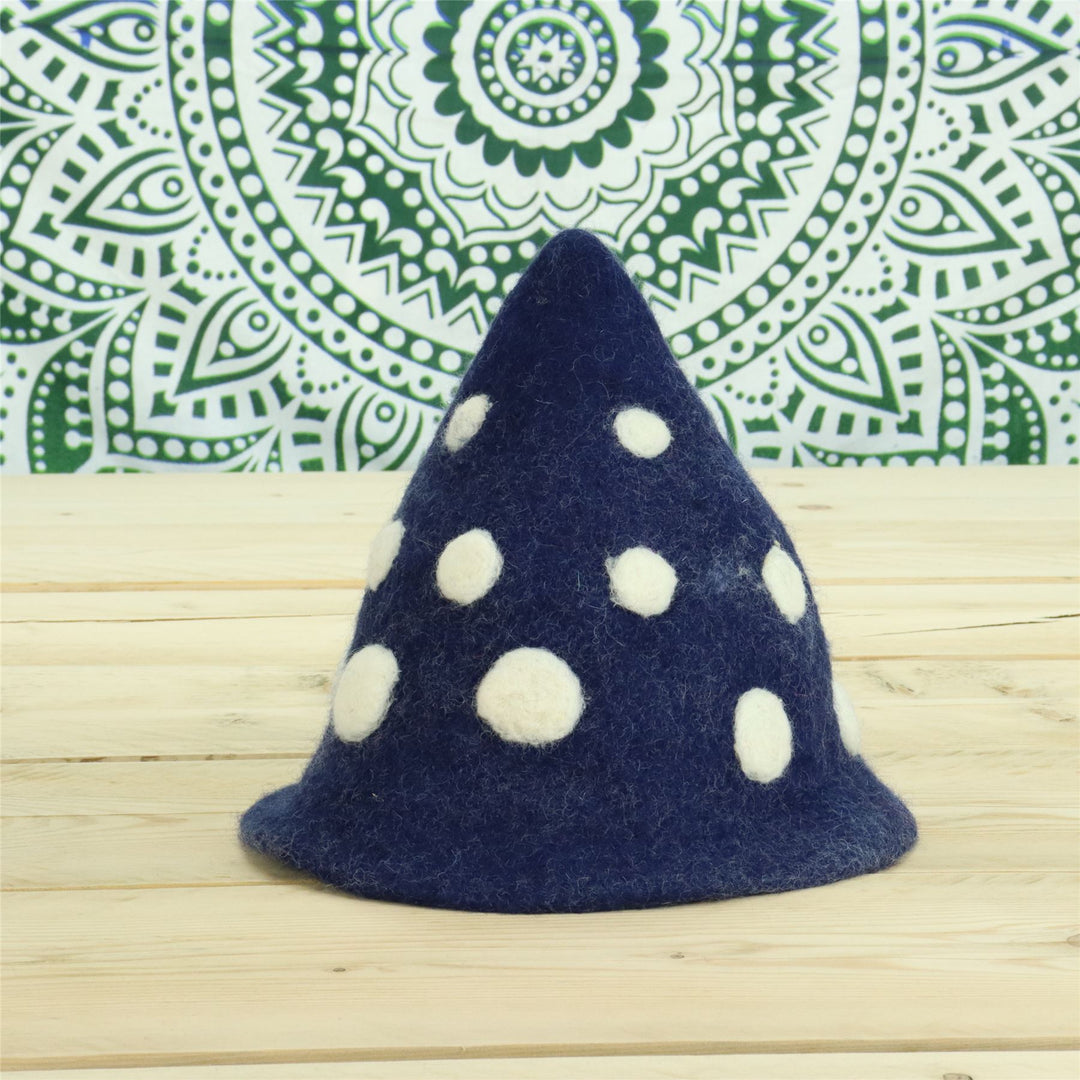 LoudElephant Handcrafted Wool Felt Hat from Nepal - Elf Navy Blue