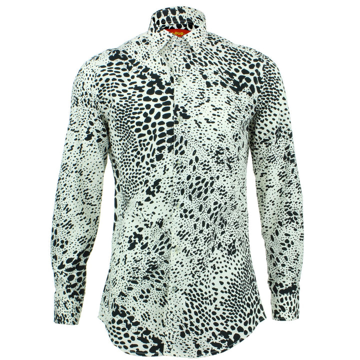 Slim Fit Long Sleeve Shirt - Black Spots
