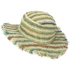 Hemp Sun Hat - Frayed Multi Stripe