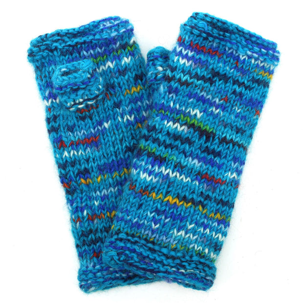 Hand Knitted Wool Arm Warmer - SD Bright Blue Mix