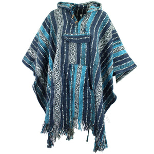 Poncho aus gebürsteter Gheri-Baumwolle – 12 Blau