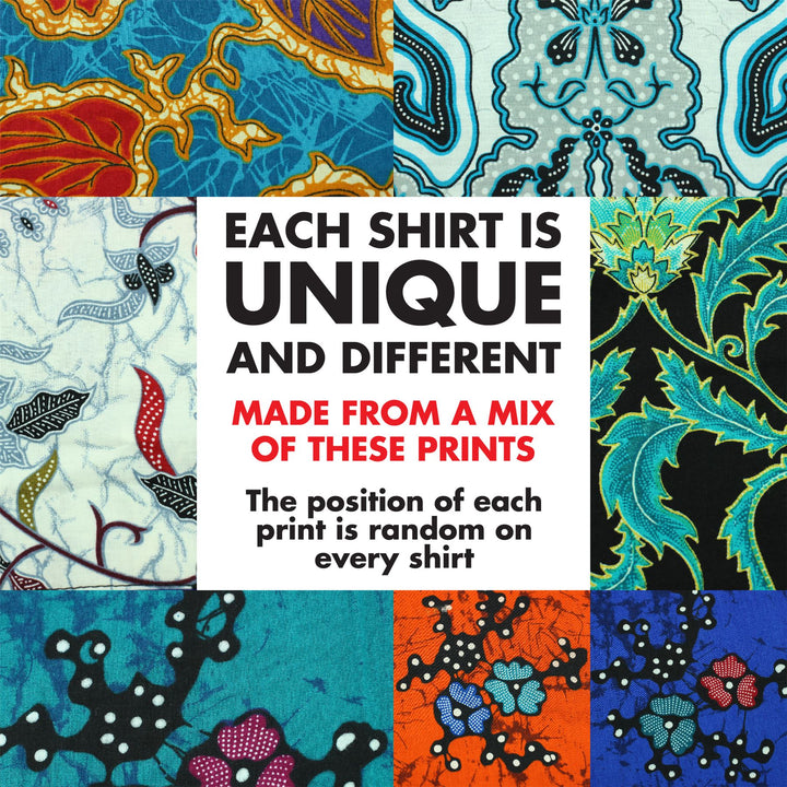 Regular Fit Short Sleeve Shirt - Random Mixed Panel - Traditional Batik