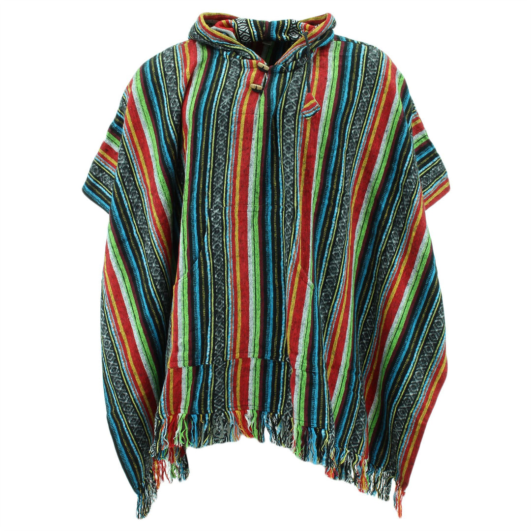 Brushed Cotton Hooded Poncho - Mexican Diamond