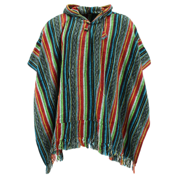 Brushed Cotton Hooded Poncho - Mexican Diamond