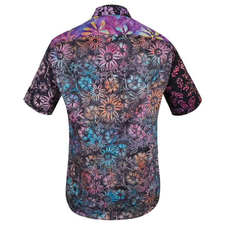Regular Fit Short Sleeve Shirt - Random Mixed Panel Batik Purple