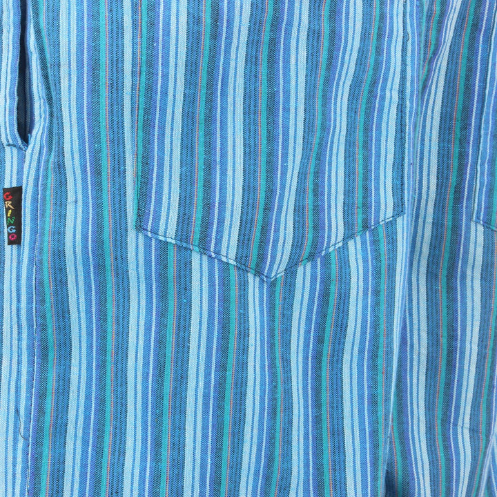 Classic Nepalese Lightweight Cotton Striped Trousers Pants - Turquoise