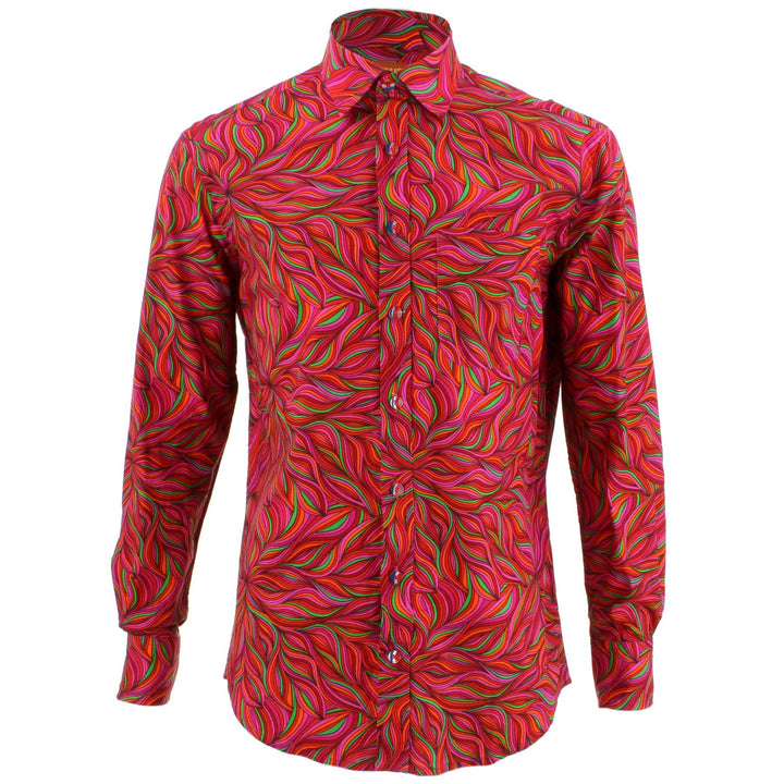 Regular Fit Long Sleeve Shirt - Bright Swirly Lines