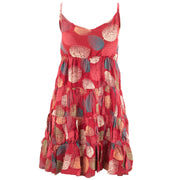 Tier Drop Summer Dress - Coral Leaf Rayon