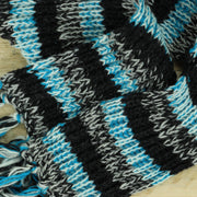 Hand Knitted Wool Scarf - SD Light Blue Charcoal