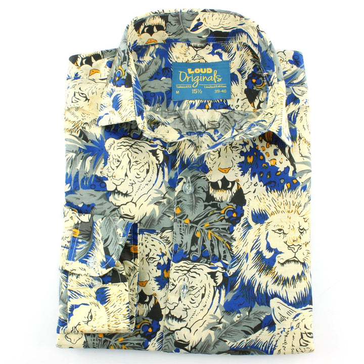 Tailored Fit Long Sleeve Shirt - Lion Tiger Jungle