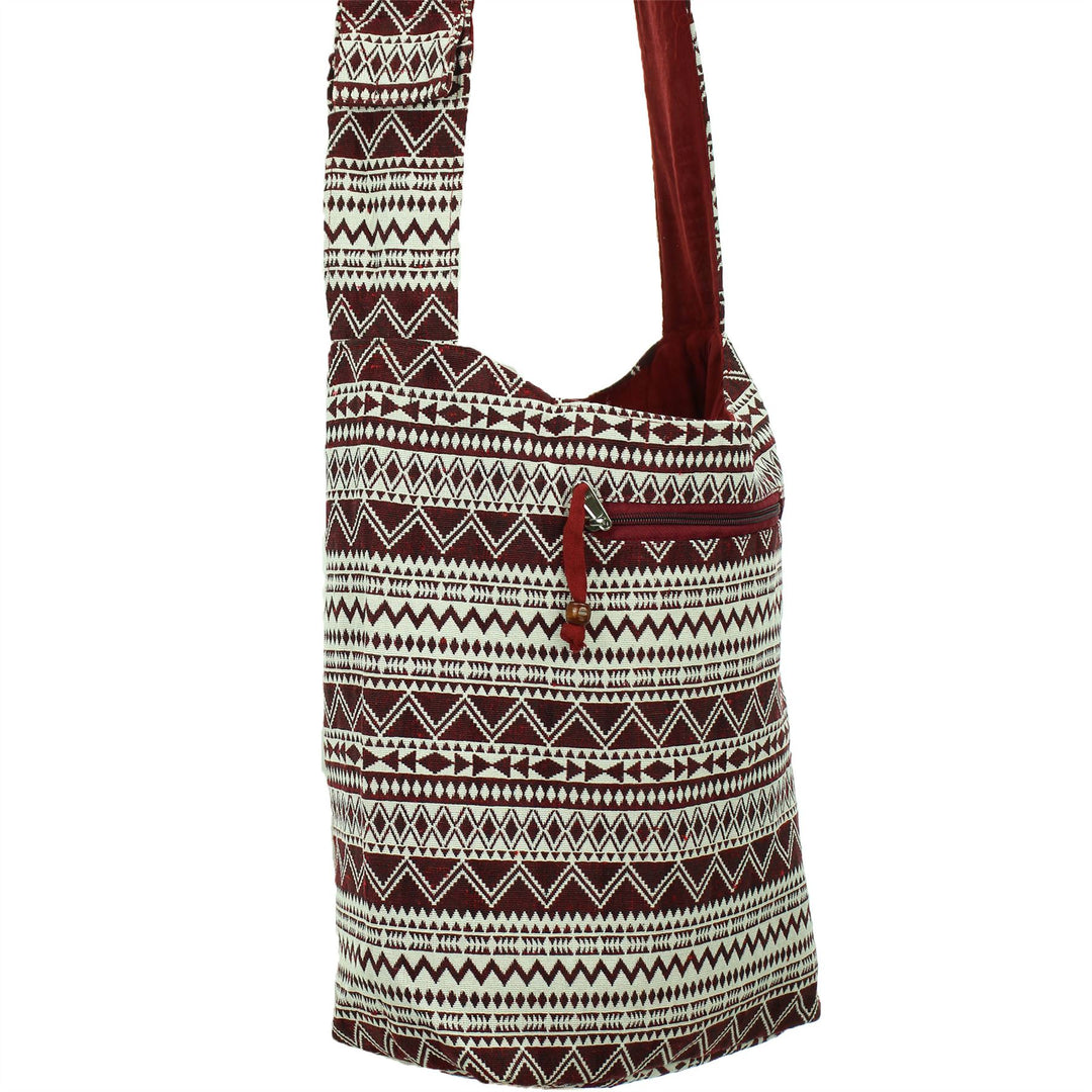 Cotton Canvas Sling Shoulder Bag - Red