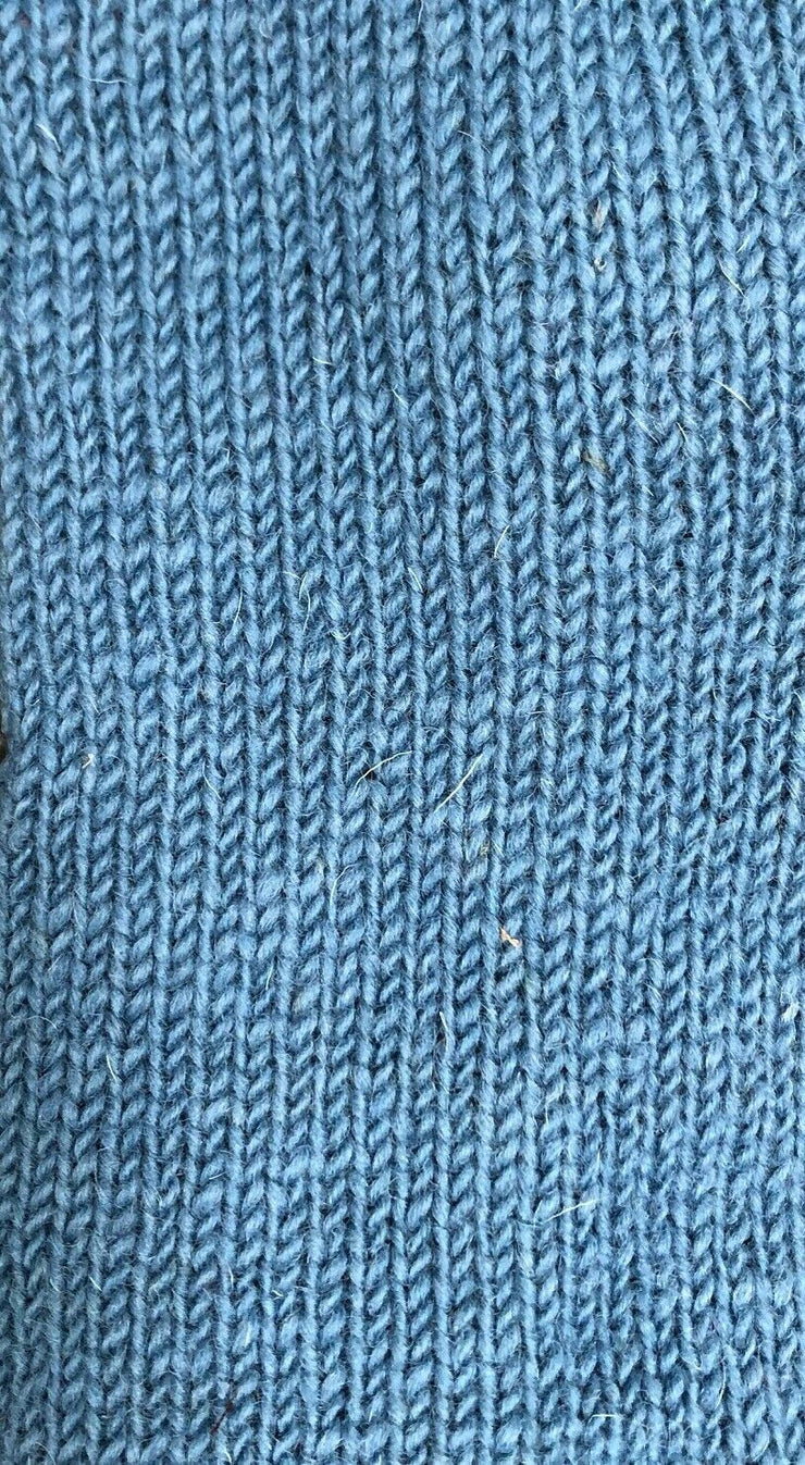 Wool Knit Fleece Lined  Wrist Warmers - Plain Steel Blue