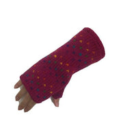 Wool Knit Fleece Lined  Wrist Warmers - Tik Tik Dark Pink