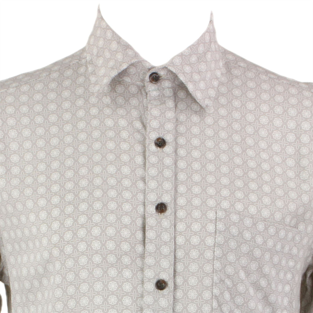 Regular Fit Short Sleeve Shirt - Beige Abstract