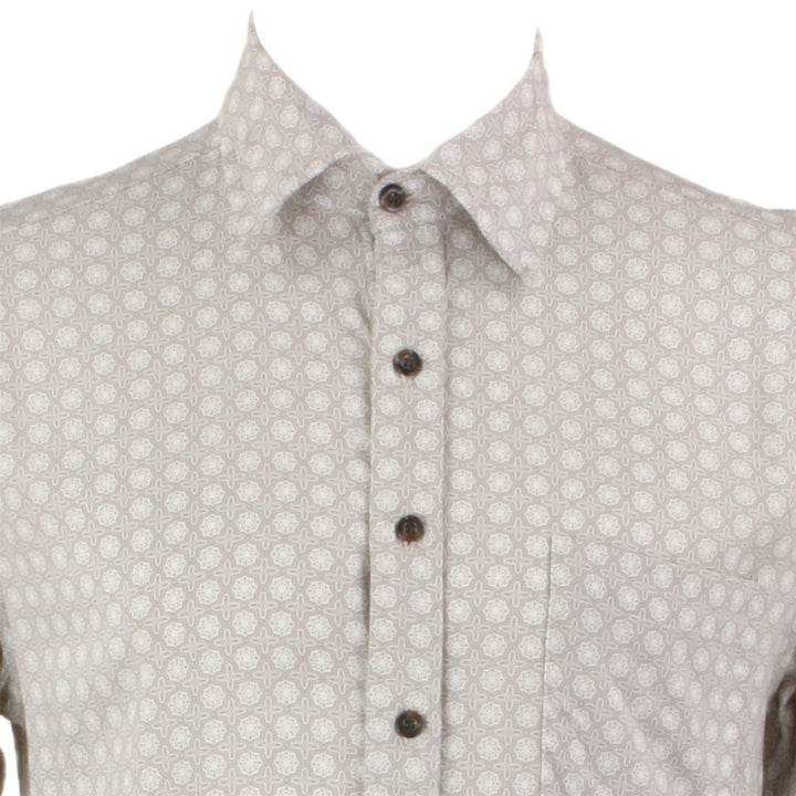 Regular Fit Short Sleeve Shirt - Beige Abstract