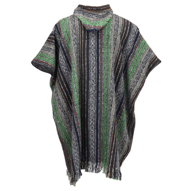 Brushed Cotton Long Hooded Poncho - Green