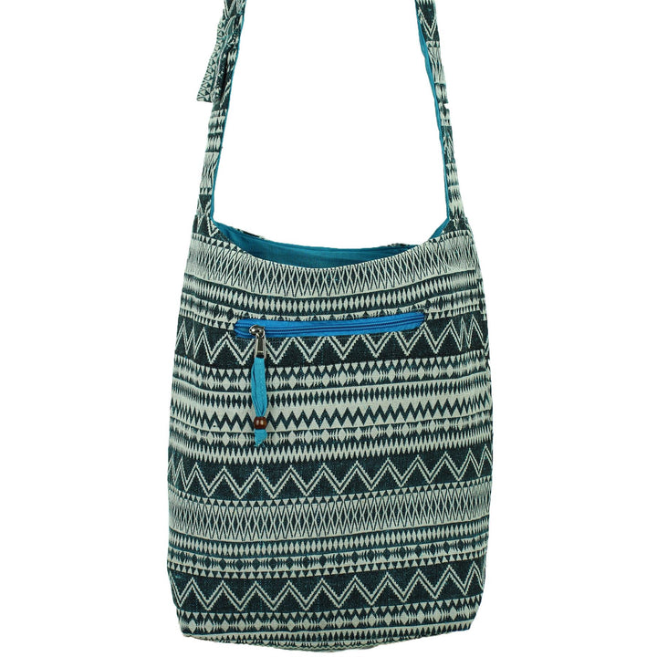 Cotton Canvas Sling Shoulder Bag - Turquoise