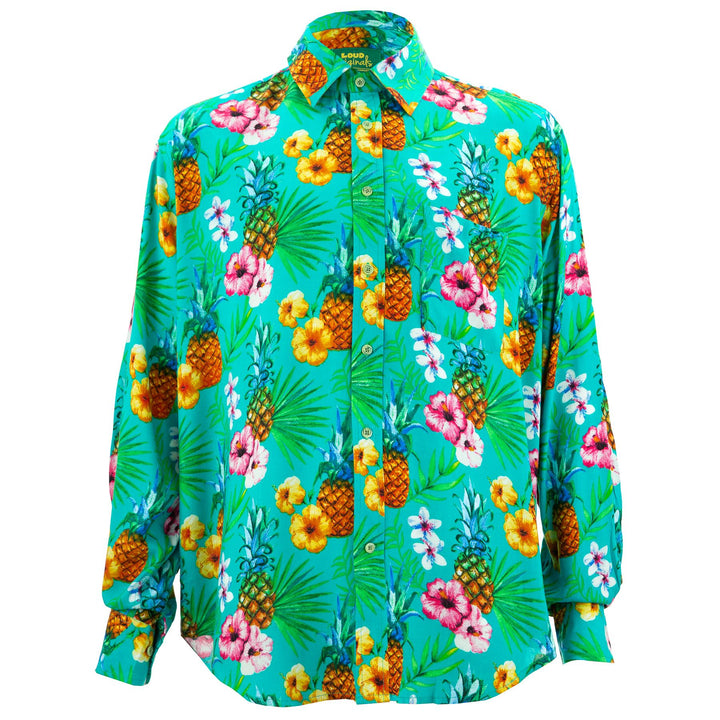 Regular Fit Long Sleeve Shirt - Totally Tropical - Turquoise