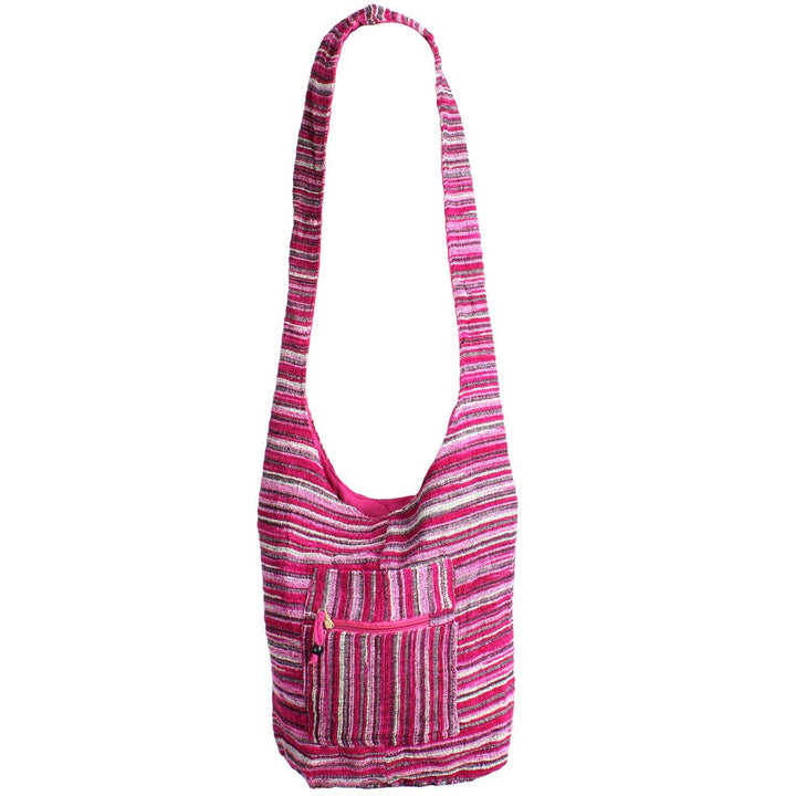Striped Chenille Sling Shoulder Bag  - Pink