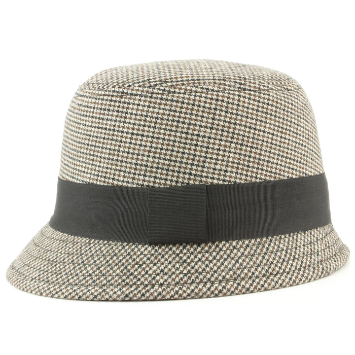 Tweed cloche hat with chunky band - Beige