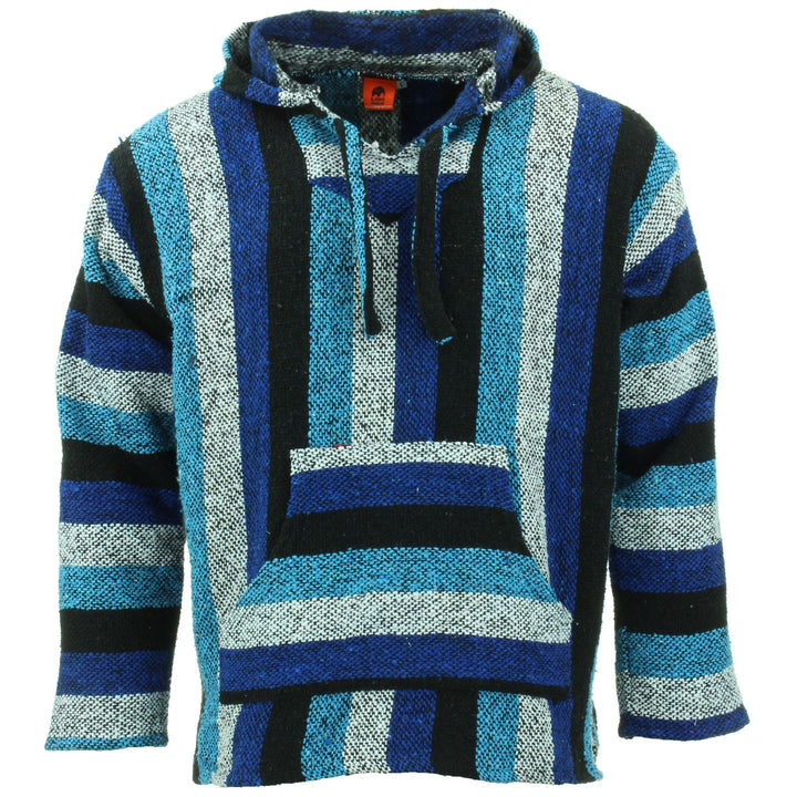 Recycled Mexican Baja Jerga Hoody - Blue Mix