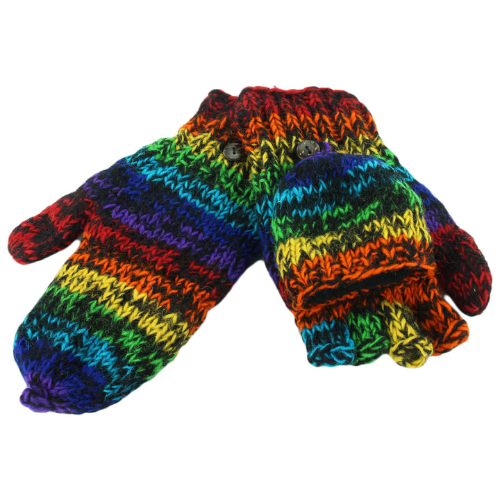 Wool Knit Shooter Gloves - Black Rainbow SD
