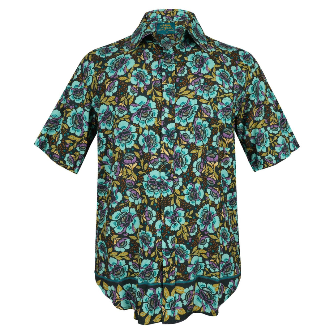 Regular Fit Short Sleeve Shirt - Teal Floral