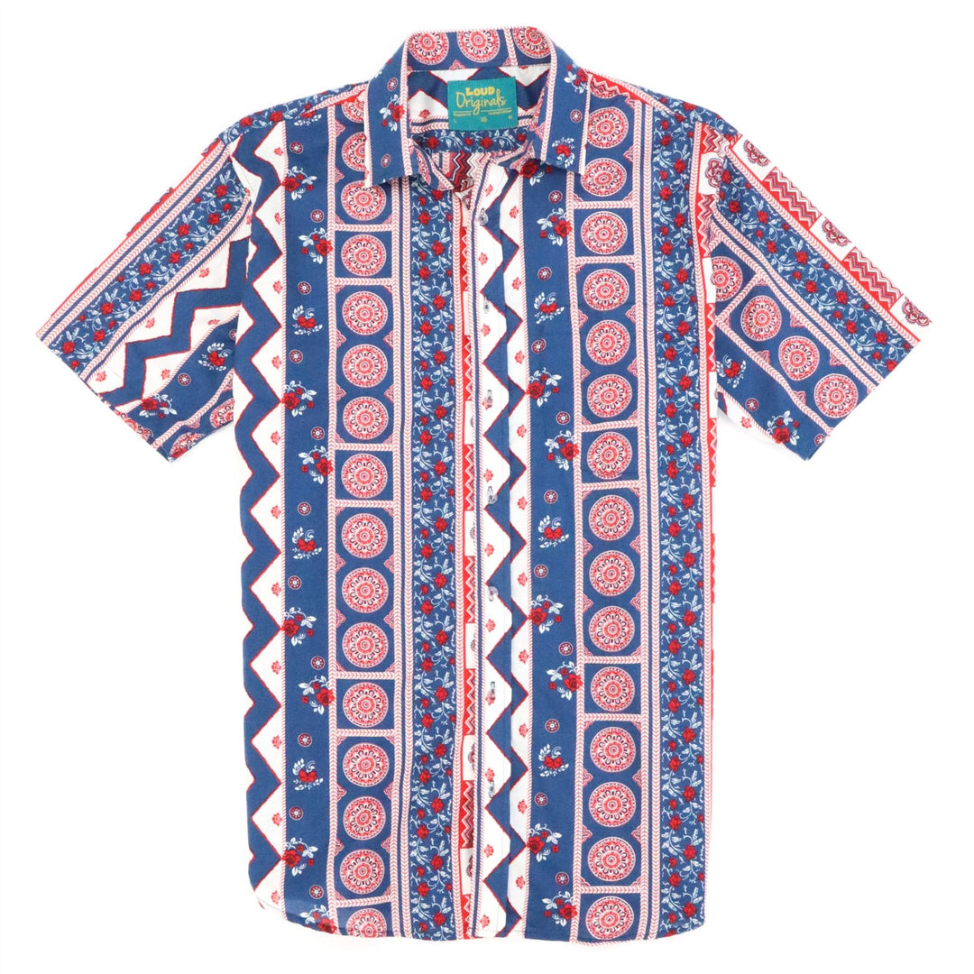 Regular Fit Short Sleeve Shirt - Americana Stripe