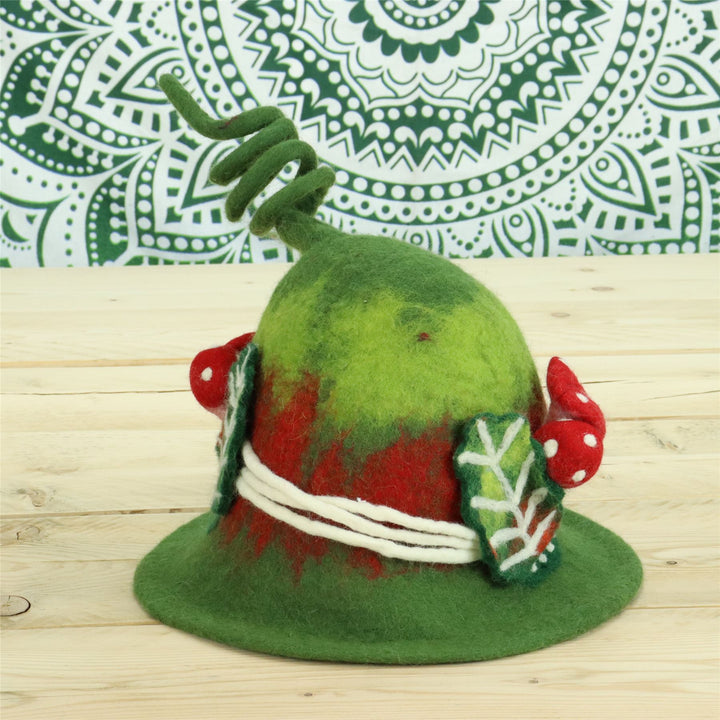 LoudElephant Handcrafted Wool Felt Hat from Nepal - Woodland Spiral