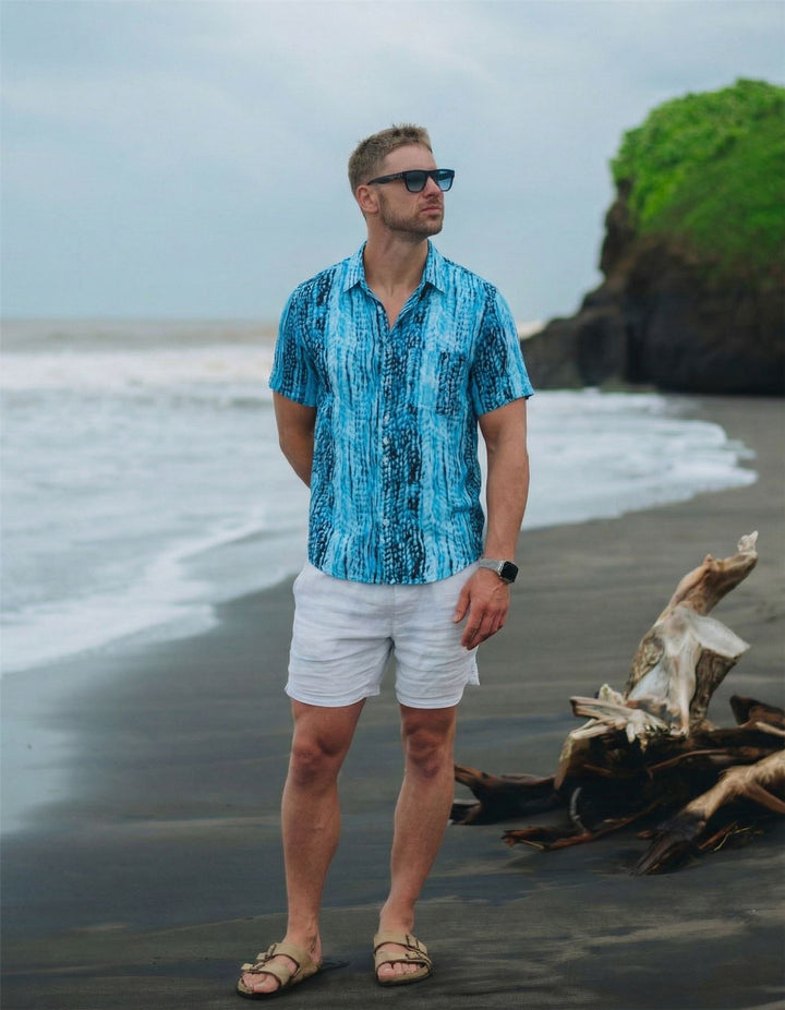Regular Fit Short Sleeve Shirt - Blue Static