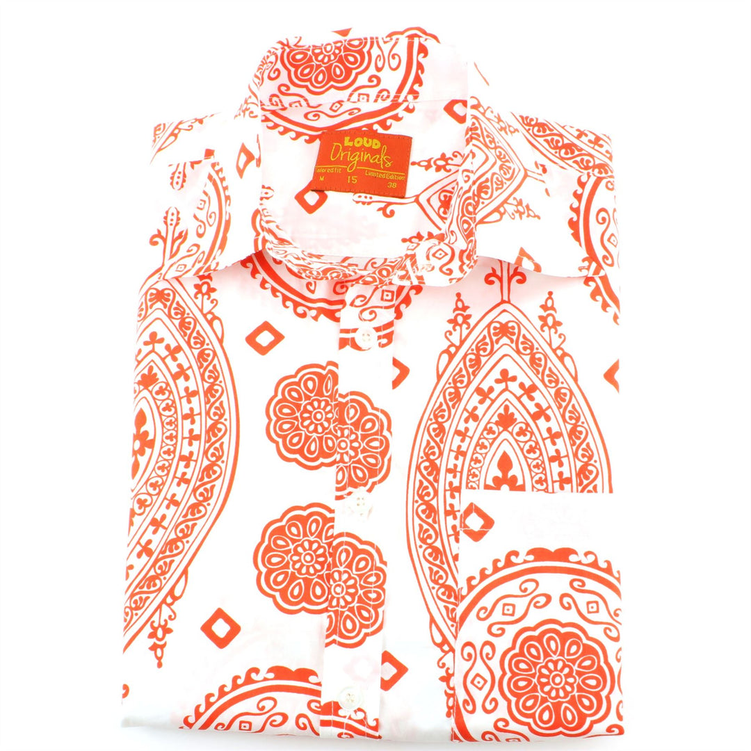 Tailored Fit Short Sleeve Shirt - Mandala Style Indian Print