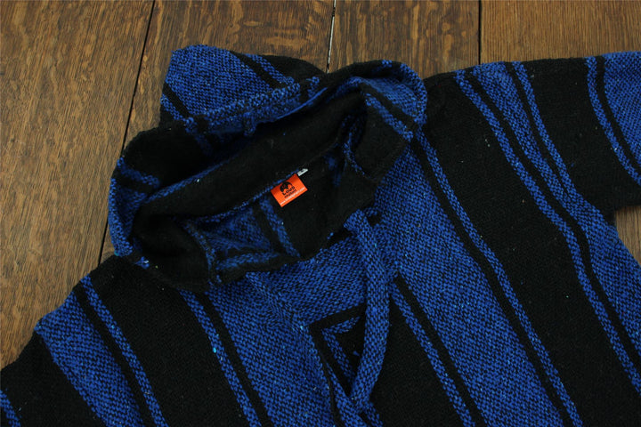 Recycled Mexican Baja Jerga Hoody - Blue Black
