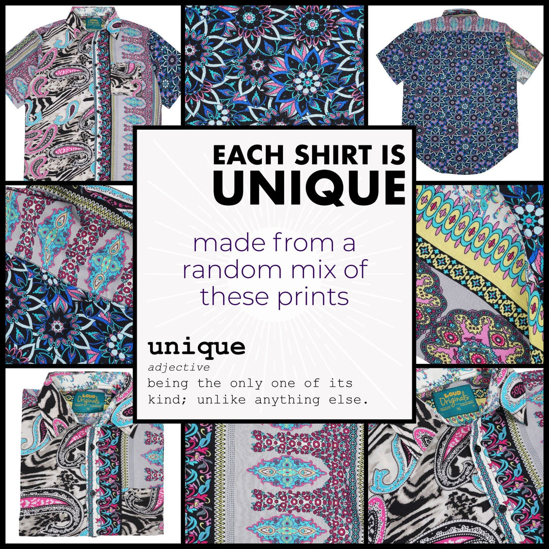 Regular Fit Short Sleeve Shirt - Random Mixed Panel Paisley Floral