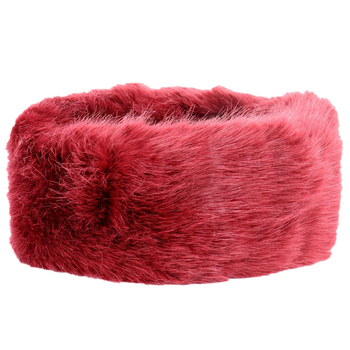 Elasticated Faux Fur headband with fleece lining - Maroon