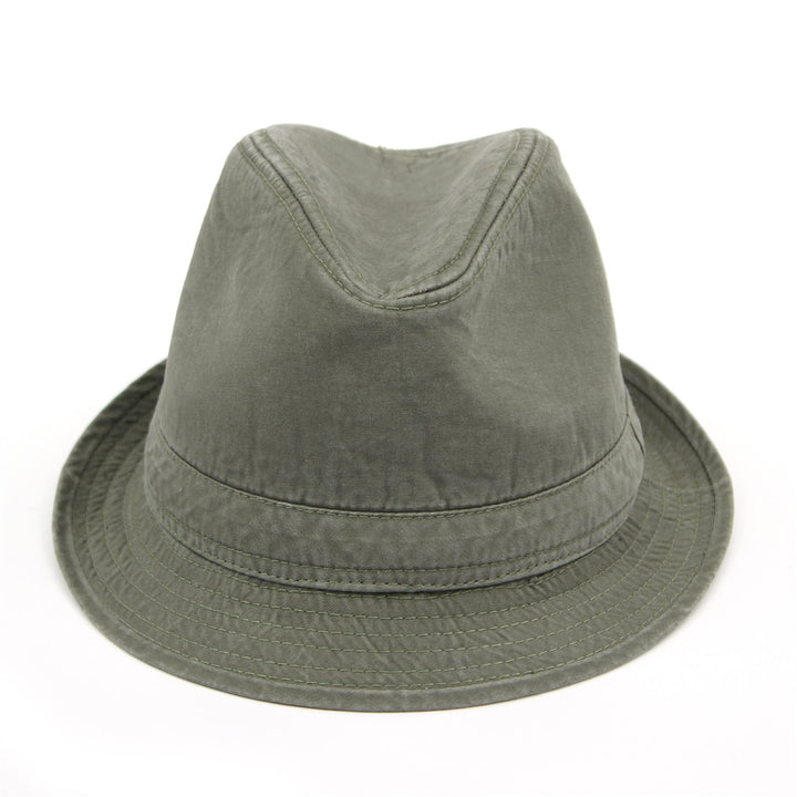 Cotton trilby hat with washed denim effect - Khaki